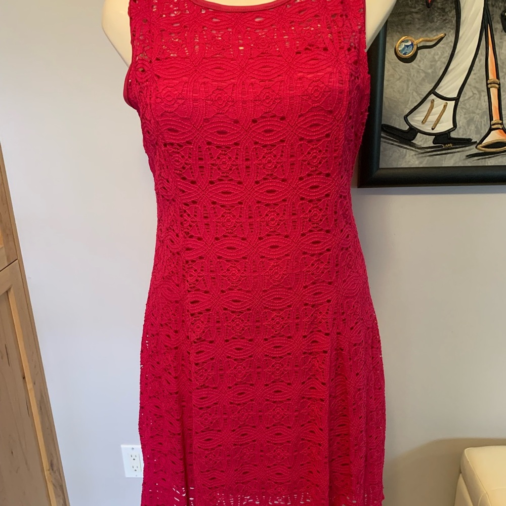 Apt. 9 Vibrant Fushia pink Lace Midi Dress